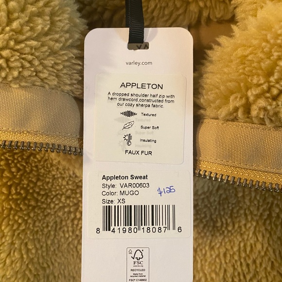 Like New! Varley Appleton Sherpa Quarter Zip Up Jacket Mustard Gold XS - Picture 4 of 8